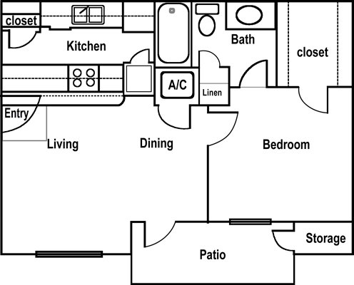 Mesquite - One Bedroom / One Bath - 501 Sq.Ft.*